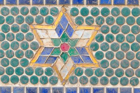 Building in Grand Palace finely decorated with mosaic tiles  Bangkok  Thailand の写真素材