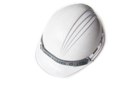 Plastic safety helmet on white backgroundの写真素材