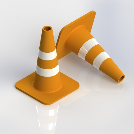 Traffic cone on white Background. Computer generated image.の写真素材