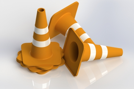 Traffic cone on white Background. Computer generated image.の写真素材