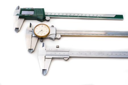 verniercaliper type slide gauge , digital and dial on white background