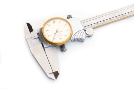 verniercaliper type dial on white backgroundの写真素材