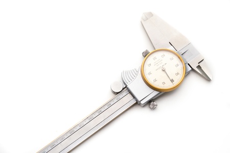 verniercaliper type dial on white backgroundの写真素材