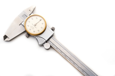 verniercaliper type dial on white backgroundの写真素材