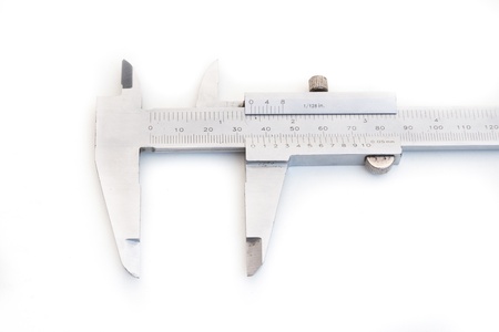 verniercaliper type slide gauge on white backgroundの写真素材