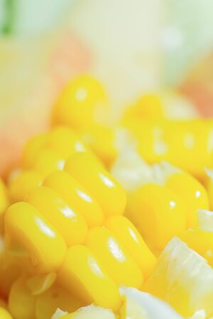 Close up of fresh vegetable salad with cornの写真素材