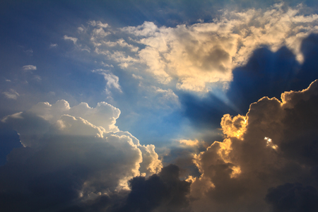 sky with clouds and sun , nature backgroundの写真素材