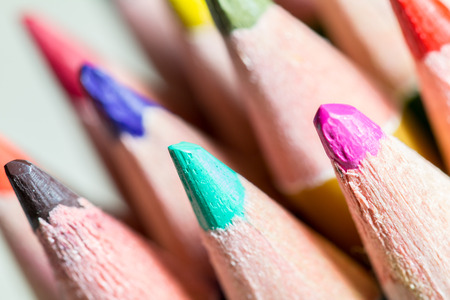 Colour pencils isolated on white background close upの写真素材