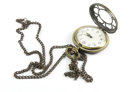 Antique necklace watch isolate on a white background