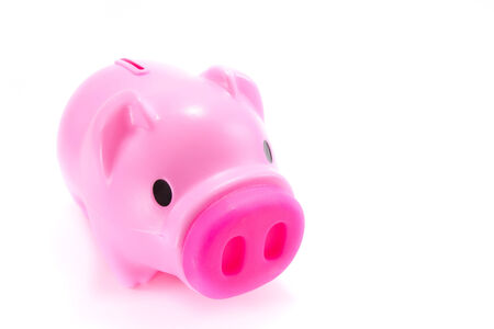 pink  piggy bank isolated on white backgroundの写真素材