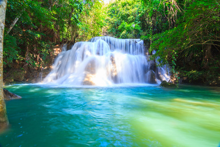 Waterfalls In Deep Forest at Huai Mae Khamin Waterfall in National Park Kanchanaburi Thailandの写真素材