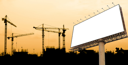 Blank billboard at site construction for advertisementの写真素材