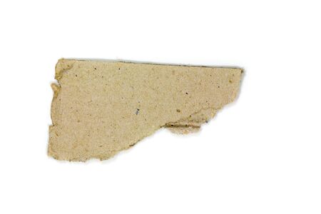 Brown corrugated cardboard torn and isolated on white background.