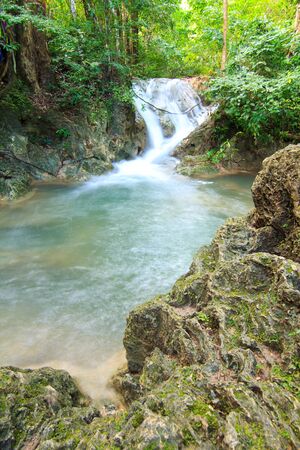 Waterfalls In Deep Forest at Erawan Waterfall in National Park Kanchanaburi Thailandの写真素材