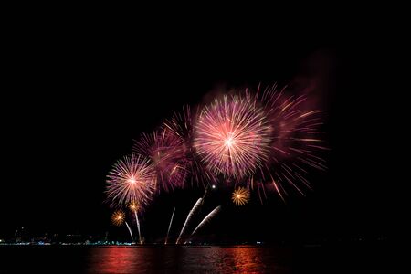 Fireworks light up the sky with dazzling displayの写真素材