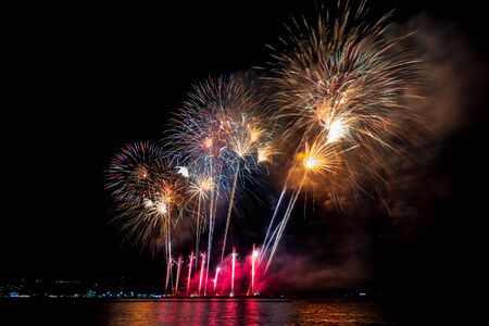 Fireworks light up the sky with dazzling displayの写真素材
