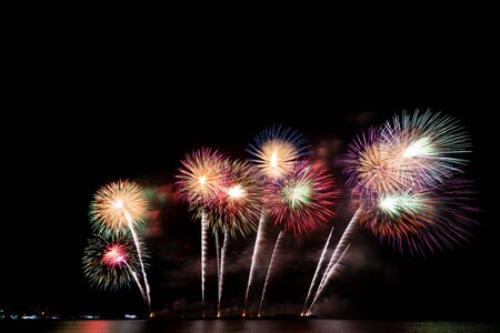 Fireworks light up the sky with dazzling displayの写真素材