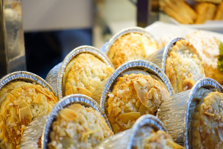 apple pie in the tray selective focus subject.の写真素材