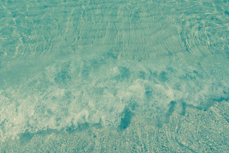 Soft wave with clear water ocean on sandy beach for Background with copy space