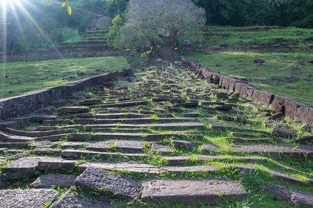 Vat Phou (Wat Phu) temple The ruined Khmer temple complex in southern Laos.の写真素材