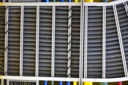 Power cables and instrument cables in the trays with piping construction for duty industry concept.の写真素材