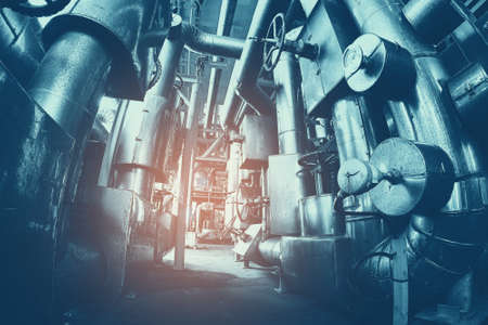 oil & gas processing piping plant as show inside of a modern industrial power plant for business industry concept.の写真素材