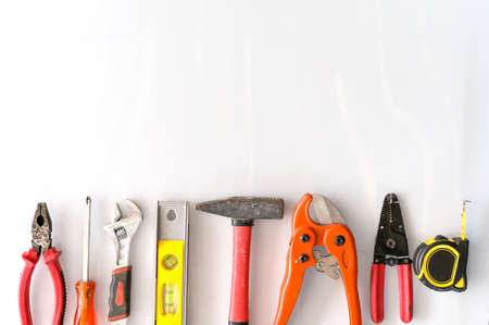 Tools for repairing top view on white background for maintenance and repairing concept.の写真素材