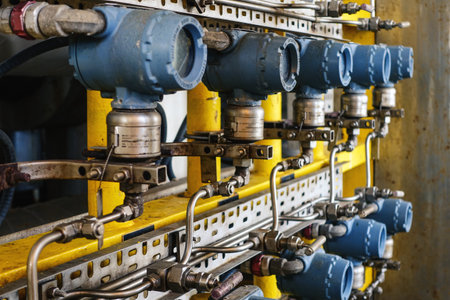 Pressure transmitter, and temperature transmitter for measurement and monitor data of oil and gas process.の写真素材