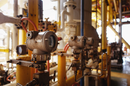 Pressure transmitter, and temperature transmitter for measurement and monitor data of oil and gas process.の写真素材