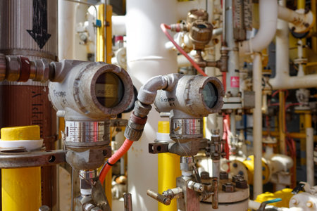 Pressure transmitter, and temperature transmitter for measurement and monitor data of oil and gas process.の写真素材