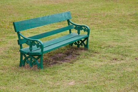 a green wooden chair の写真素材