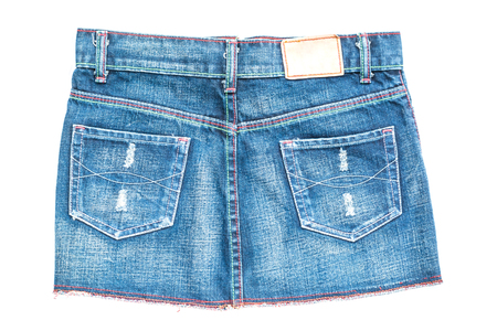 jeans skirt isolated on white backgroundの写真素材