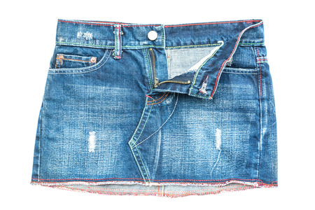 jeans skirt isolated on white backgroundの写真素材