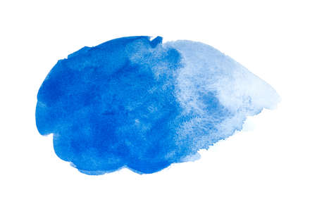 abstract blue watercolor isolated on white backgrounds, hand paint on paper.の写真素材