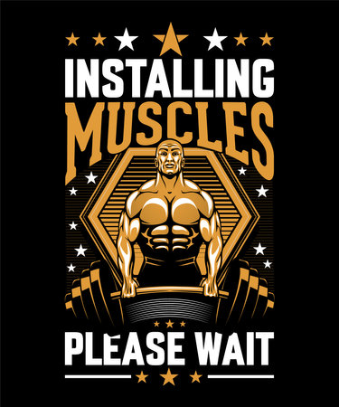 Bodybuilding and weightlifting t-shirt design, vector illustration.のイラスト素材
