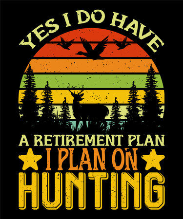 Vintage Hunting t-shirt graphics. This illustration can be used as a print on T-shirts and bags, stationary or as a poster.のイラスト素材