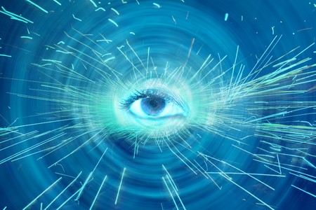 An abstract spiritual background showing a spiritual eye radiating sparks.