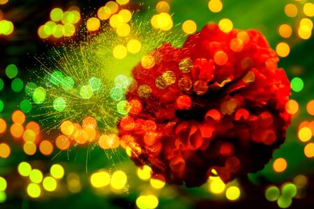 An abstract background with a futuristic design of digital lights and flowers.の写真素材