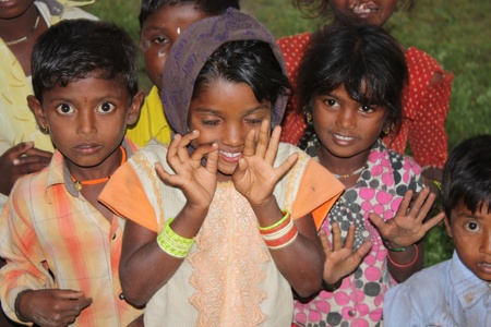 A portrait of children from an Indian village.のeditorial素材
