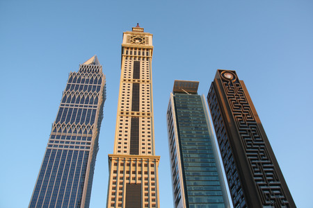 Beautiful skyscrapers in Dubai with an interesting architecutural desin.の写真素材