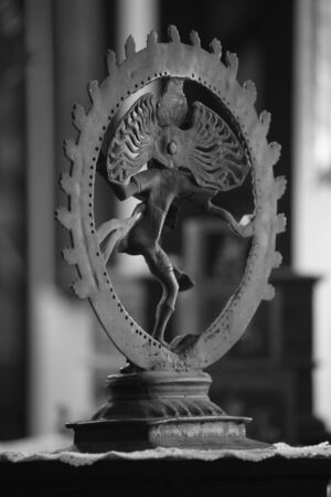 A view of an antique Natraj god sculpture from the rear view.の写真素材