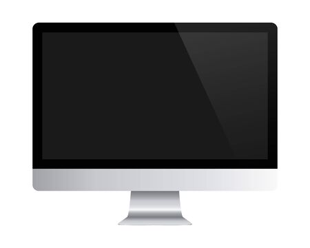 Computer mockup with black screen isolate on white background. Screen computer monitor. Vector illustration.のイラスト素材