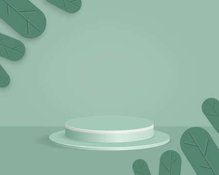 Empty cylinder podium on minimal background. Abstract minimal scene with geometric shape object. Design for product presentation. 3d vector illustration.のイラスト素材