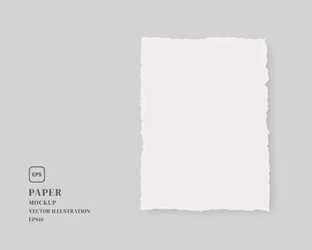 Blank torn paper. Paper mockup isolated on grey background. Mockup vector isolated. Template design. Realistic vector illustration.のイラスト素材