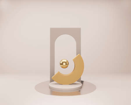 Abstract minimal scene with geometrical forms. Empty cylinder podium on minimal background. Design...