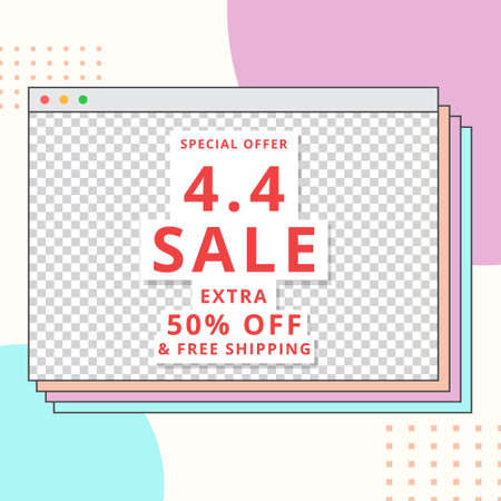 4.4 sale discount banner promotion. Trendy design template for advertisement, social media, business, fashion ads, etc. Vector illustration.のイラスト素材