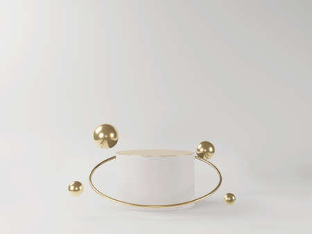 Abstract minimal scene with geometrical forms. Empty podium display on minimal background. Design for product presentation. 3D rendering.の写真素材