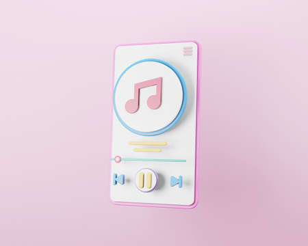 Music streaming player interface design. Mobile music player template. 3d rendering.の写真素材