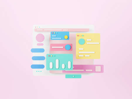 Web page interface design. Web design and web development concept. User interface optimization. 3d...