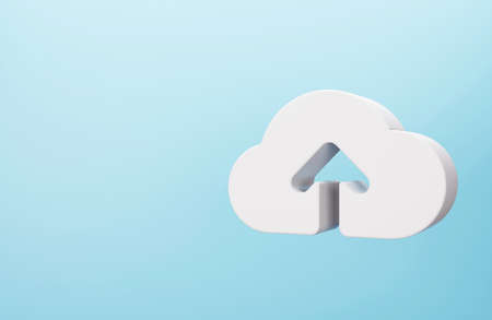 Cloud storage symbol on blue background. Copy space for text. 3d rendering.の写真素材
